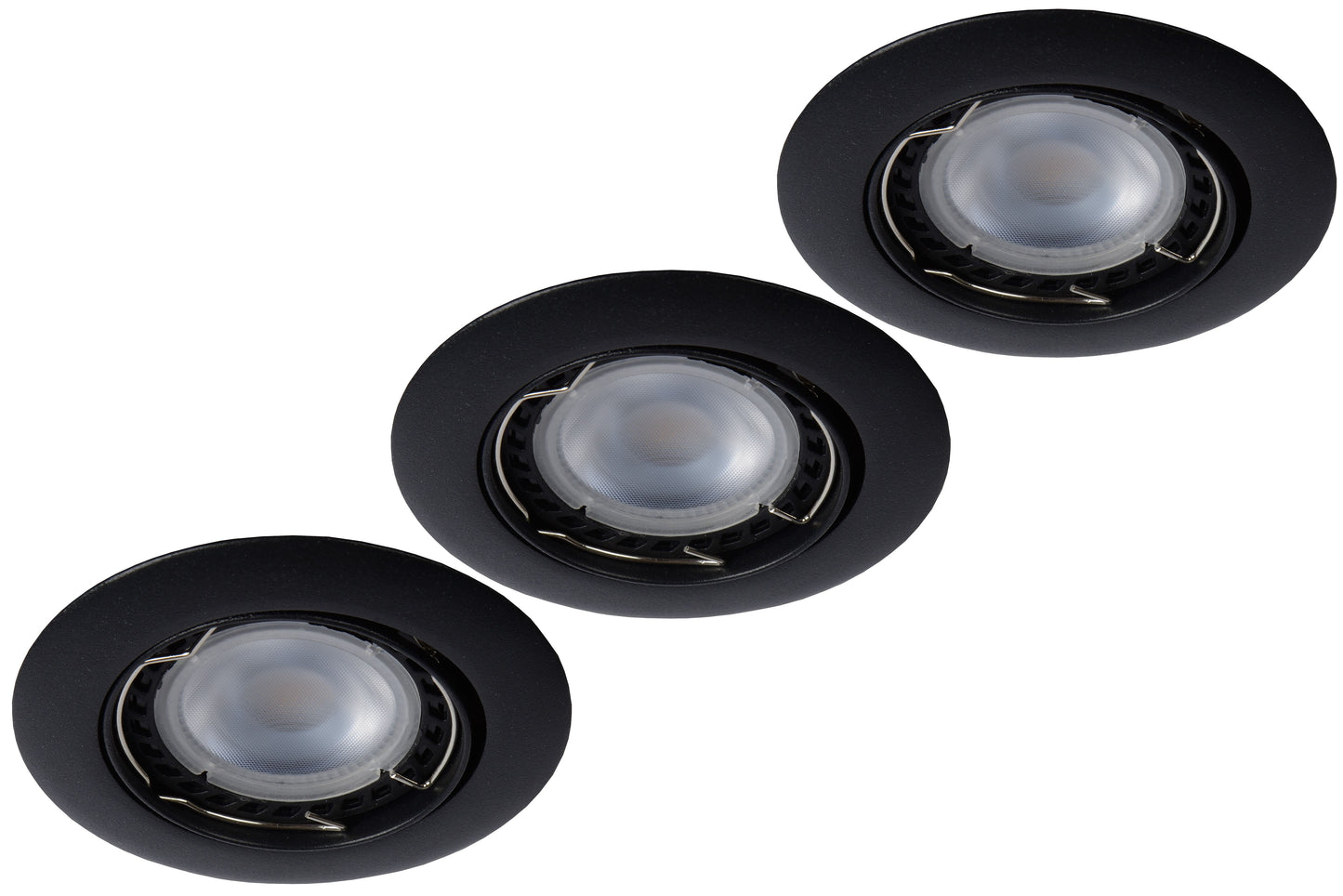 Lucide FOCUS - Recessed spotlight - Ø 8,1 cm - LED Dim. - GU10 - 3x5W 3000K - Black - Set of 3