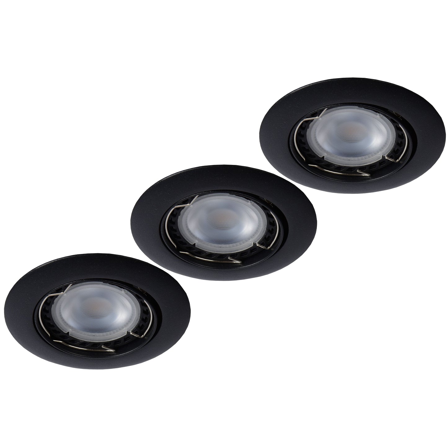 Lucide FOCUS - Recessed spotlight - Ø 8,1 cm - LED Dim. - GU10 - 3x5W 3000K - Black - Set of 3