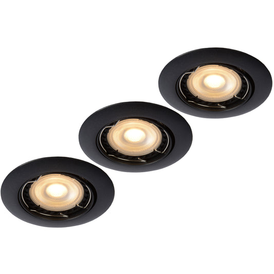 Lucide FOCUS - Recessed spotlight - Ø 8,1 cm - LED Dim. - GU10 - 3x5W 3000K - Black - Set of 3