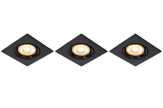 Lucide FOCUS - Recessed spotlight - LED Dim. - GU10 - 3x5W 3000K - Black - Set of 3