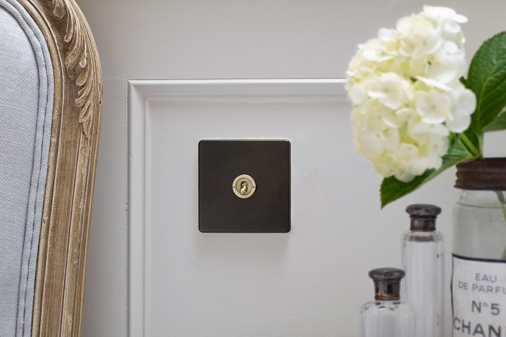Soho Lighting Bronze & Brushed Brass 20A 1 Gang 2 Way Toggle Switch Screwless