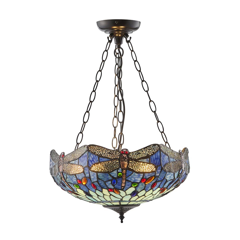 Dragonfly blue Large inverted 3lt pendant