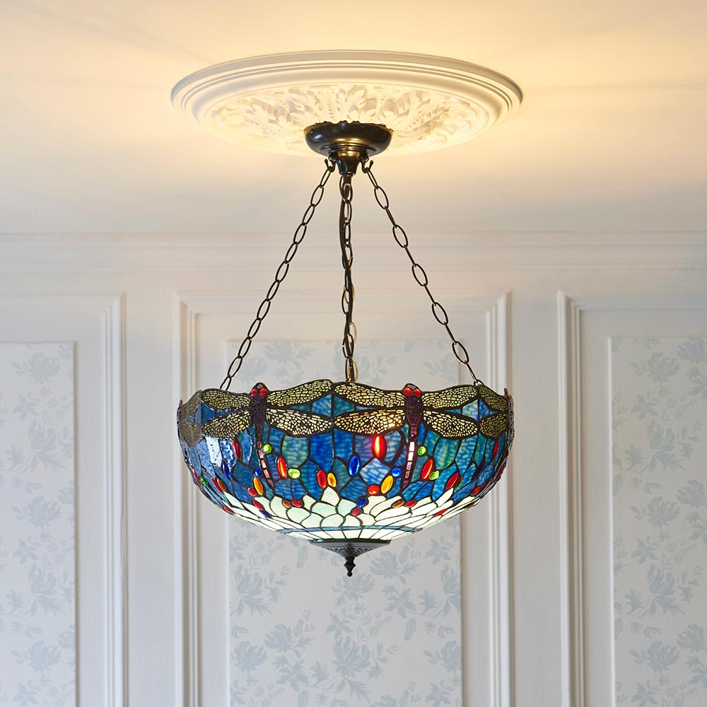 Dragonfly blue Large inverted 3lt pendant