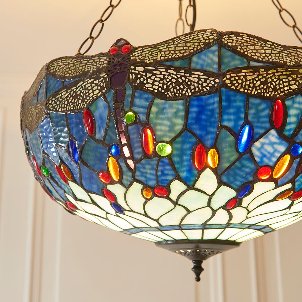 Dragonfly blue Large inverted 3lt pendant