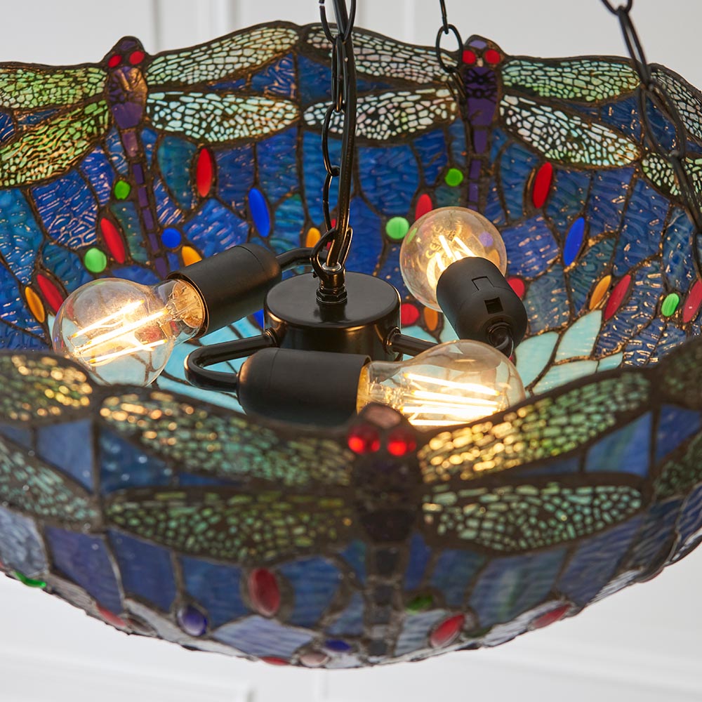 Dragonfly blue Large inverted 3lt pendant