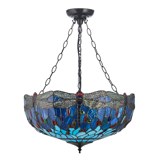 Dragonfly blue Large inverted 3lt pendant
