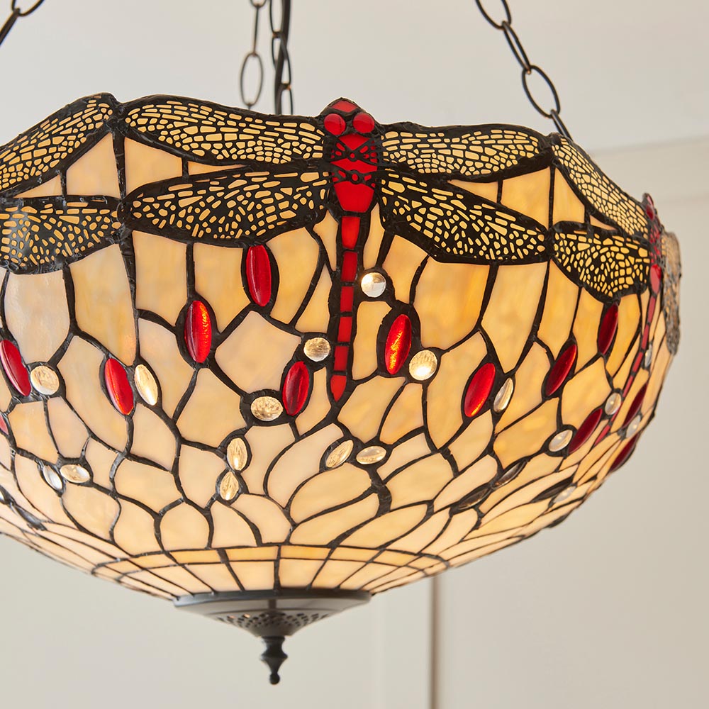 Dragonfly beige Large inverted 3lt pendant