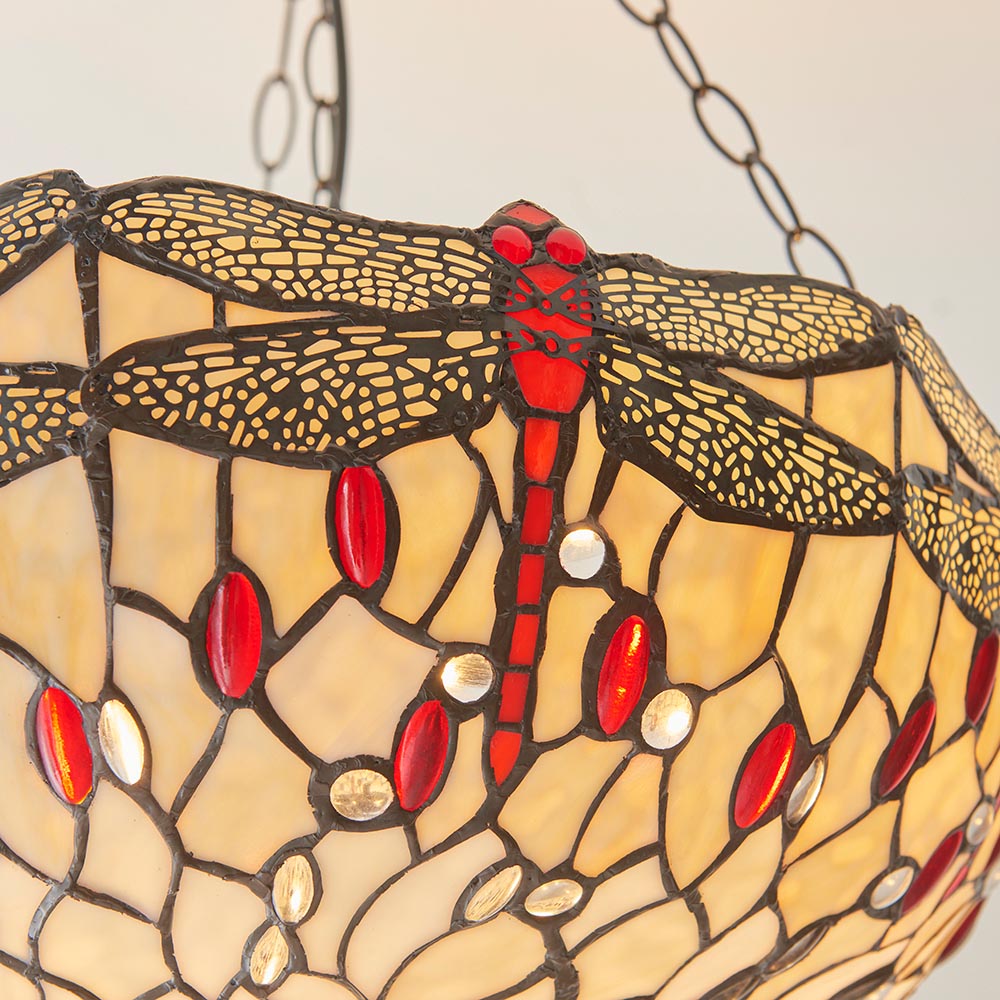 Dragonfly beige Large inverted 3lt pendant