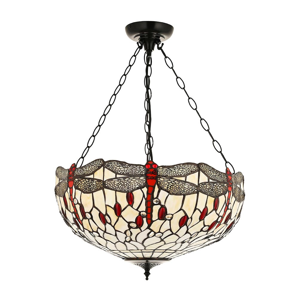 Dragonfly beige Large inverted 3lt pendant