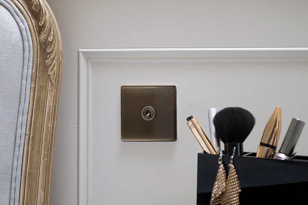 The Charterhouse Collection 1 Gang Toggle Light Switch 2 Way Antique Brass