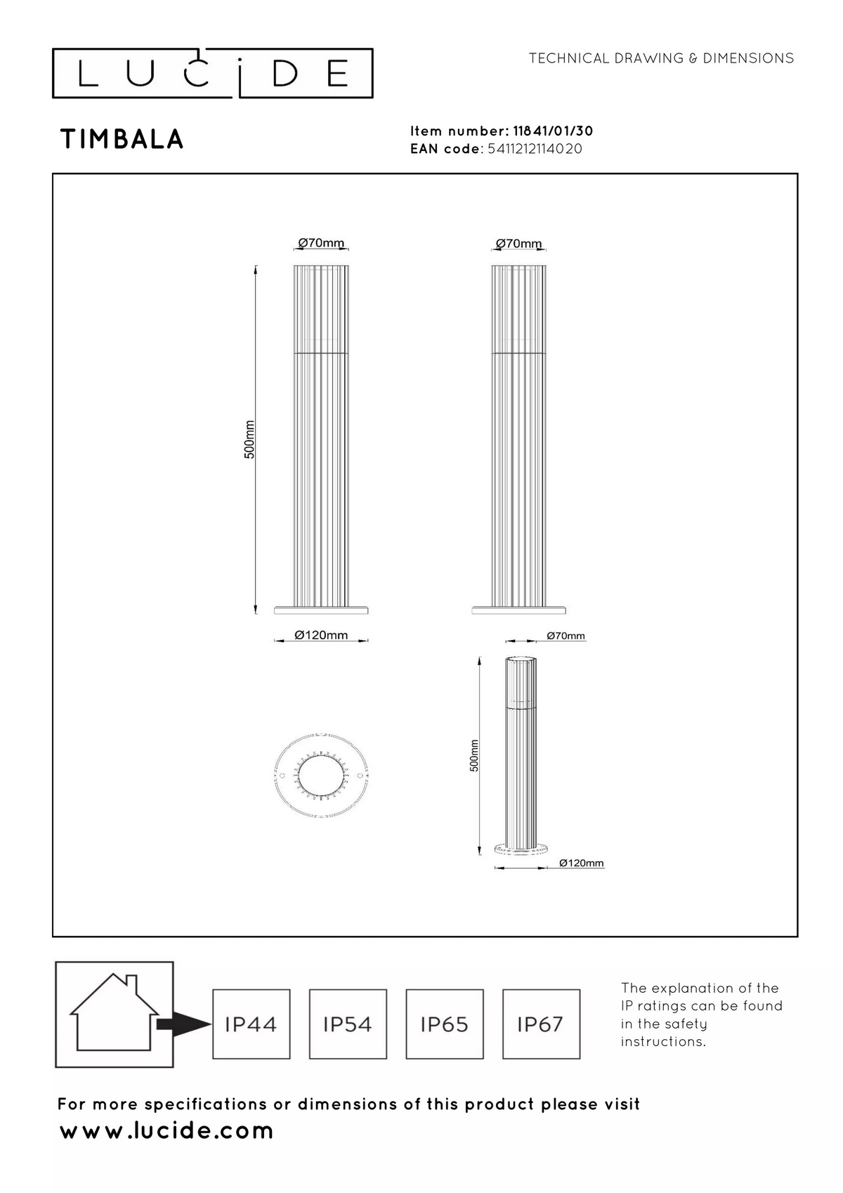 Lucide TIMBALA - Bollard light - 1xGU10 (MR16) - IP44 - Black - Essential