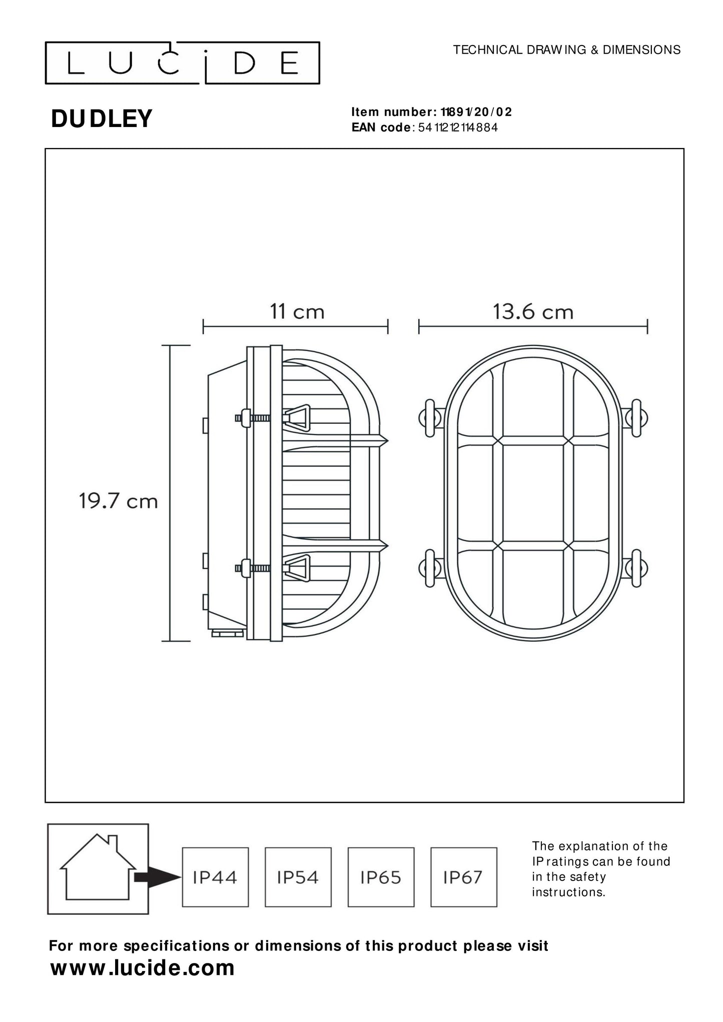 Lucide DUDLEY - Wall light Indoor/Outdoor - 1x E27 - IP65 - Matt Gold / Brass