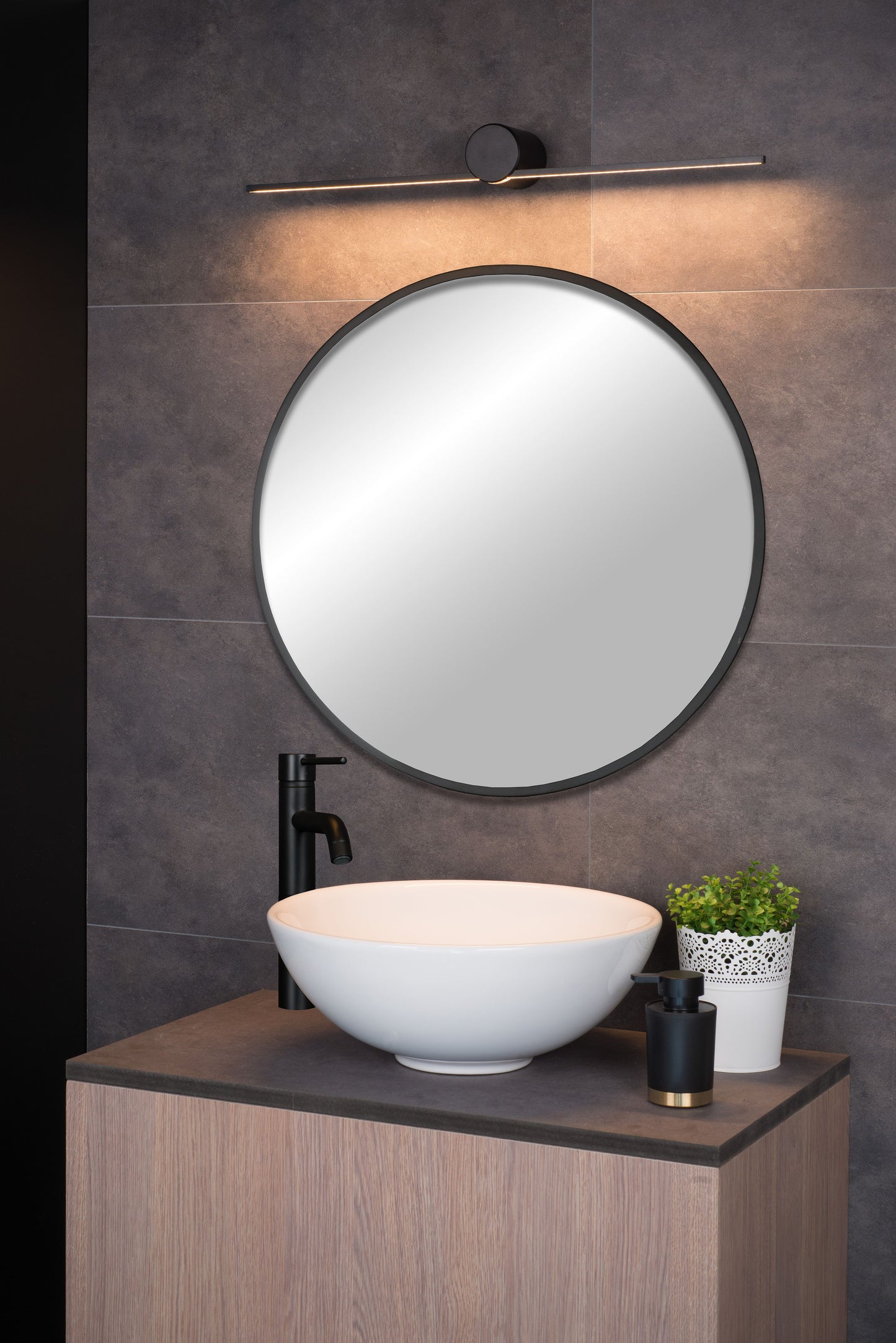 Lucide MIZAR - Wall light Bathroom - LED - 1x6W 2700K - IP44 - Black