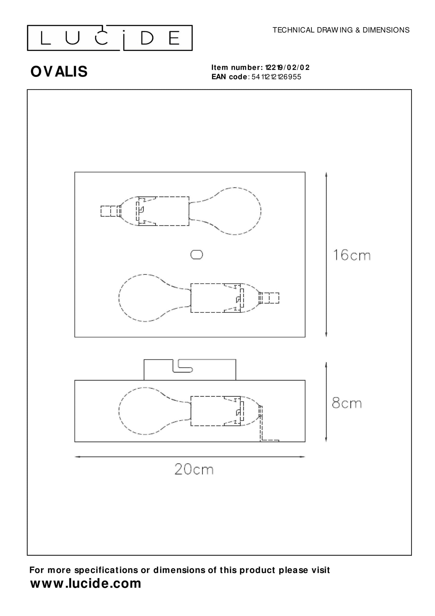 Lucide OVALIS - Wall light - 2xE14 - Matt Gold / Brass