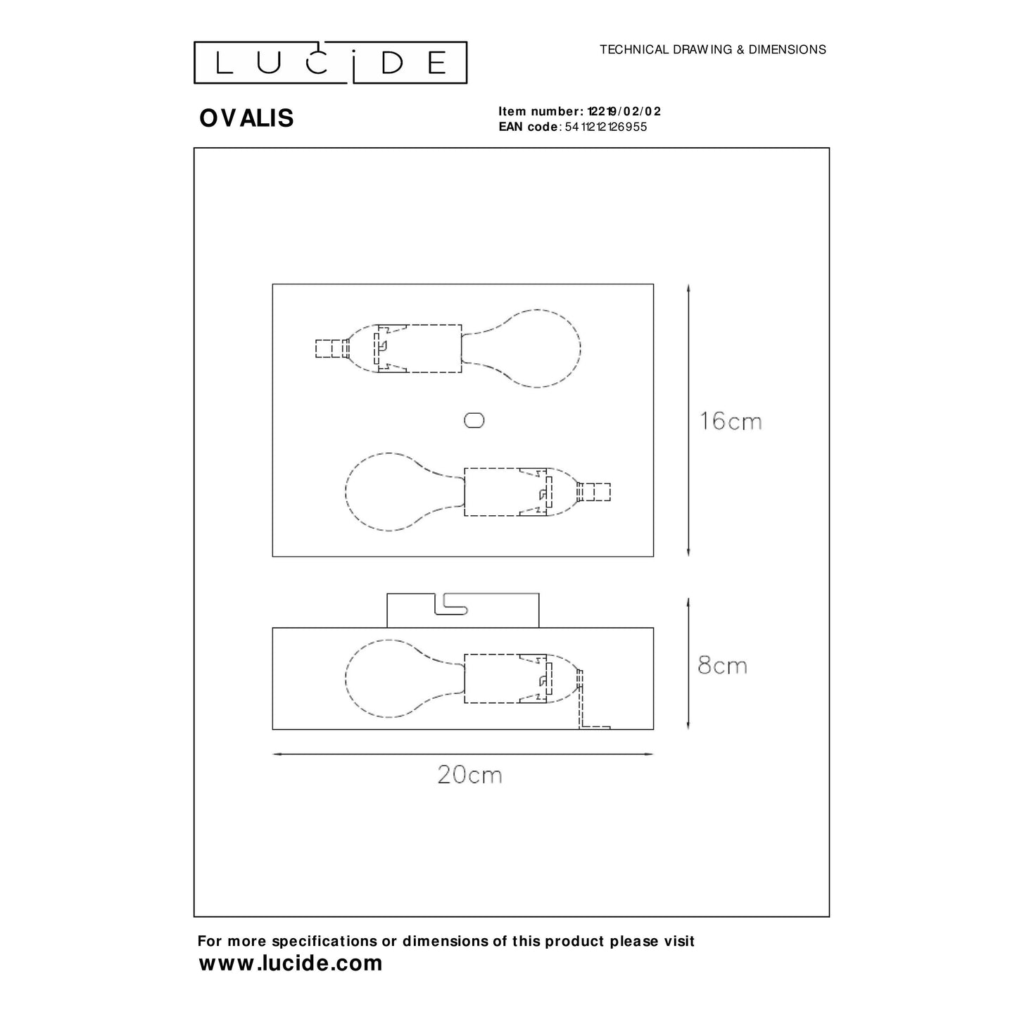 Lucide OVALIS - Wall light - 2xE14 - Matt Gold / Brass