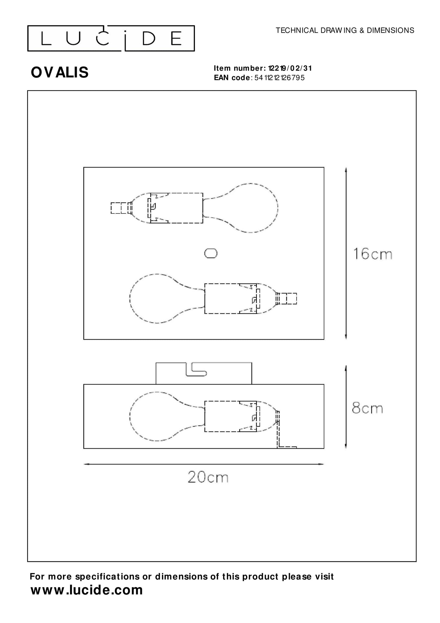 Lucide OVALIS - Wall light - 2xE14 - White