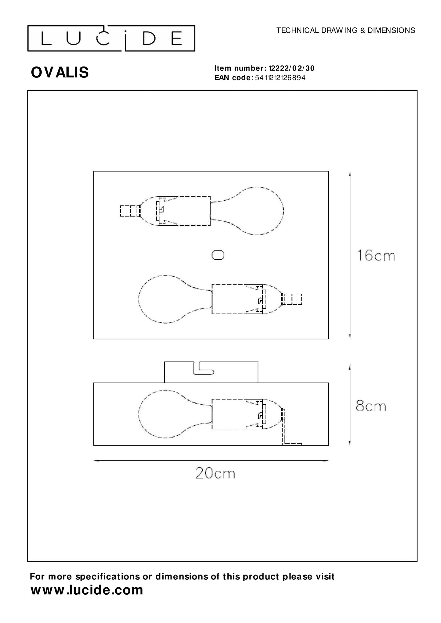 Lucide OVALIS - Wall light - 2xE14 - Black