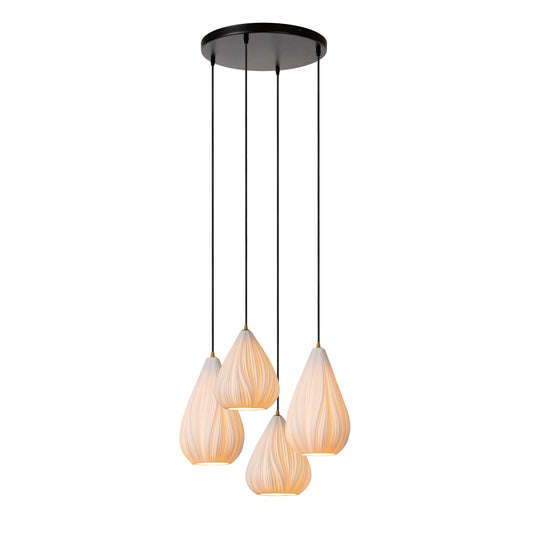 Lucide CINZIA - Pendant light - Ø 55,5 cm - 4xE27 - White