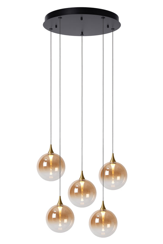 Lucide GISELA - Pendant light - Ø 48 cm - LED Dim. - 5x3,8W 2700K - Amber