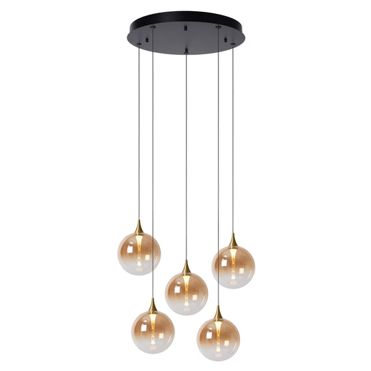 Lucide GISELA - Pendant light - Ø 48 cm - LED Dim. - 5x3,8W 2700K - Amber