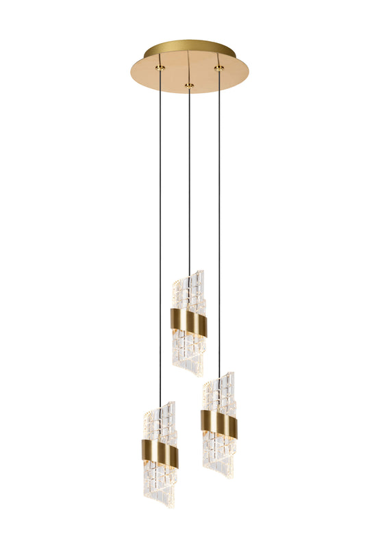 Lucide KLIGANDE - Pendant light - Ø 25 cm - LED Dim. - 3x8W 2700K - Matt Gold / Brass