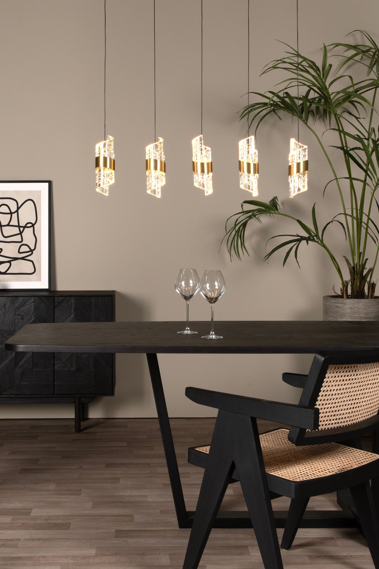 Lucide KLIGANDE - Pendant light - LED Dim. - 5x7,8W 2700K - Matt Gold / Brass