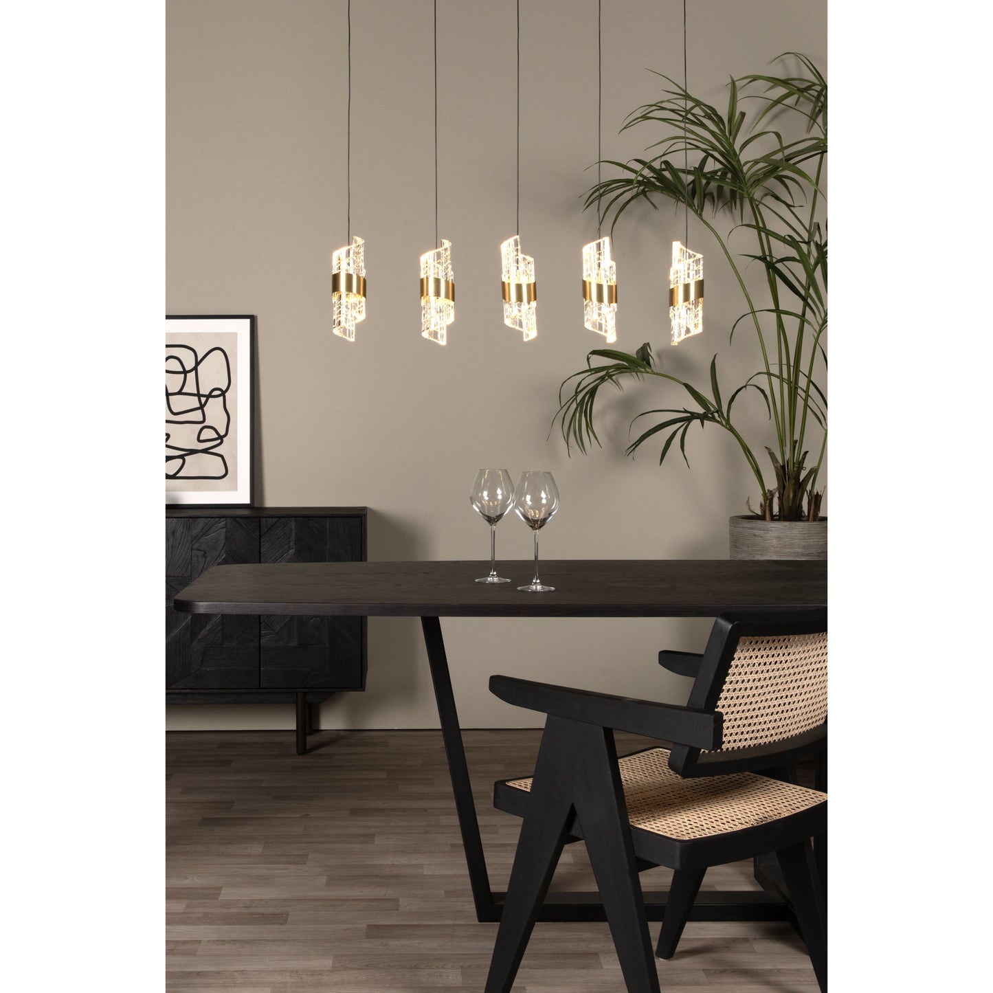 Lucide KLIGANDE - Pendant light - LED Dim. - 5x7,8W 2700K - Matt Gold / Brass