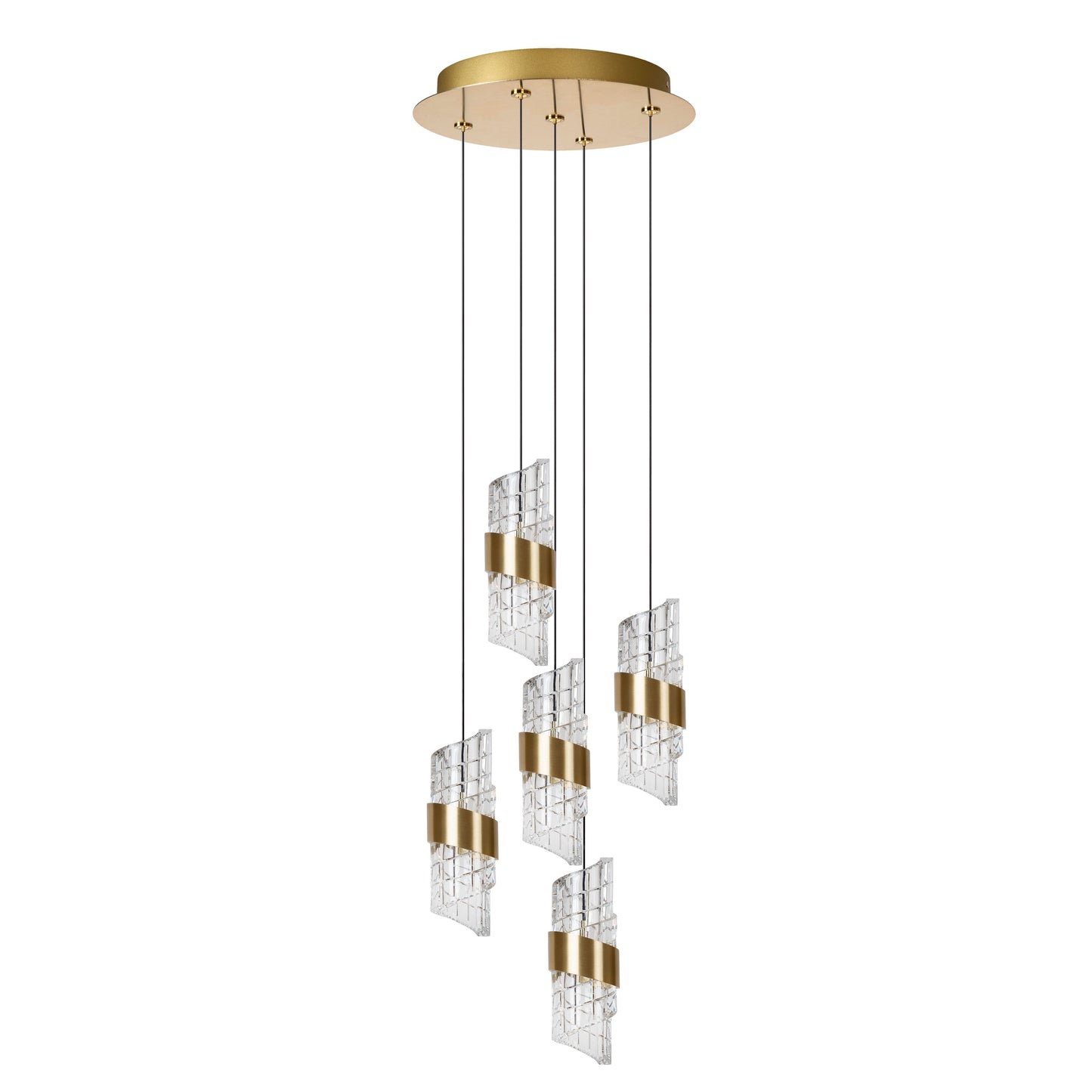 Lucide KLIGANDE - Pendant light - Ø 30 cm - LED Dim. - 5x8W 2700K - Matt Gold / Brass