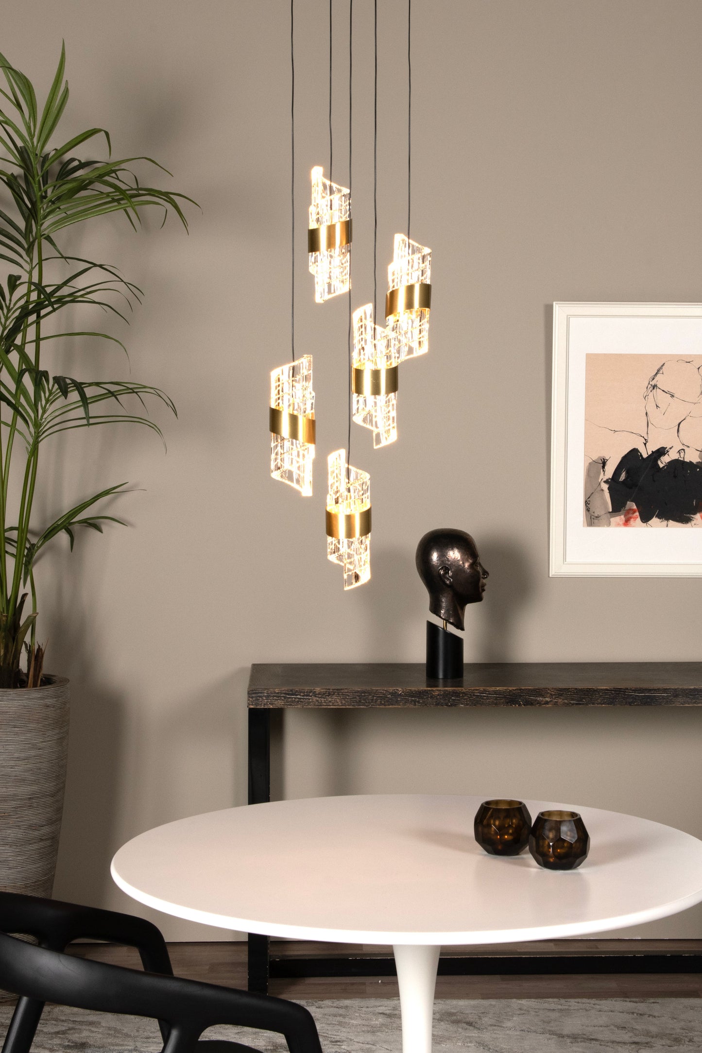 Lucide KLIGANDE - Pendant light - Ø 30 cm - LED Dim. - 5x8W 2700K - Matt Gold / Brass