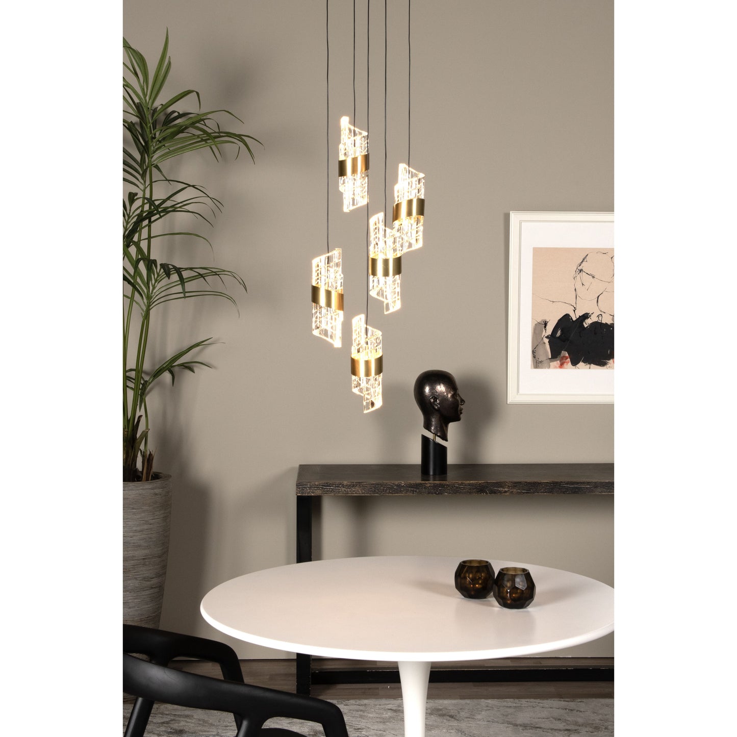 Lucide KLIGANDE - Pendant light - Ø 30 cm - LED Dim. - 5x8W 2700K - Matt Gold / Brass