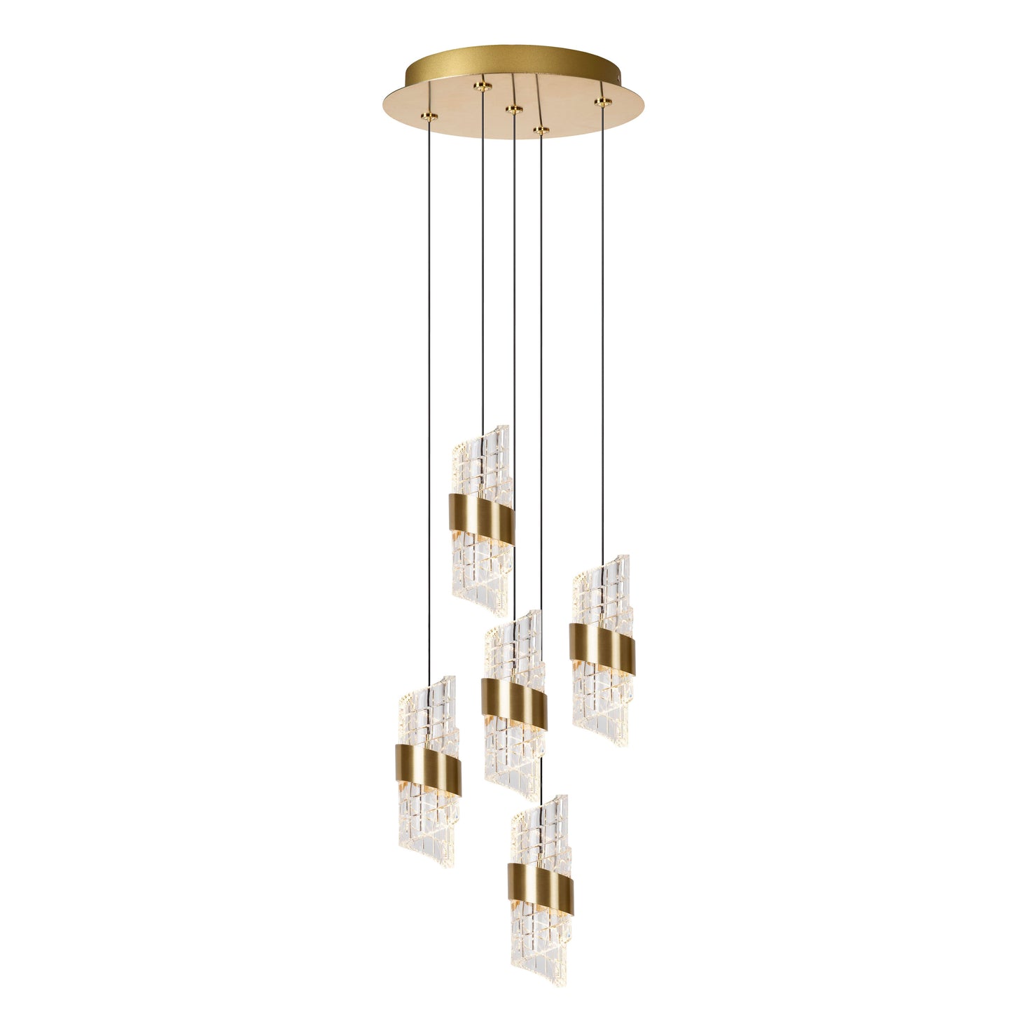 Lucide KLIGANDE - Pendant light - Ø 30 cm - LED Dim. - 5x8W 2700K - Matt Gold / Brass