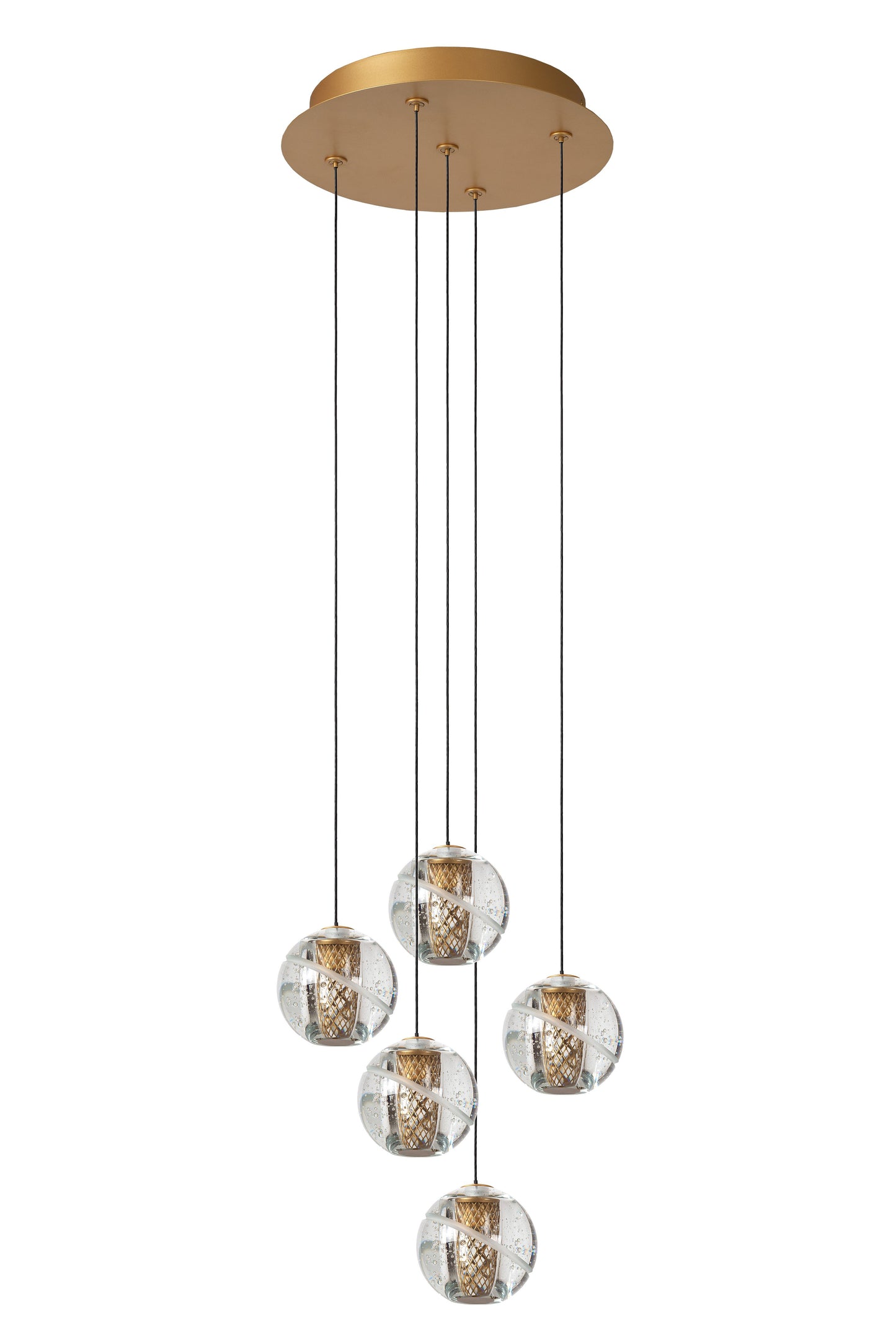 Lucide DILENKO - Pendant light - Ø 31 cm - LED Dim. - 5x3,5W 2700K - Matt Gold / Brass