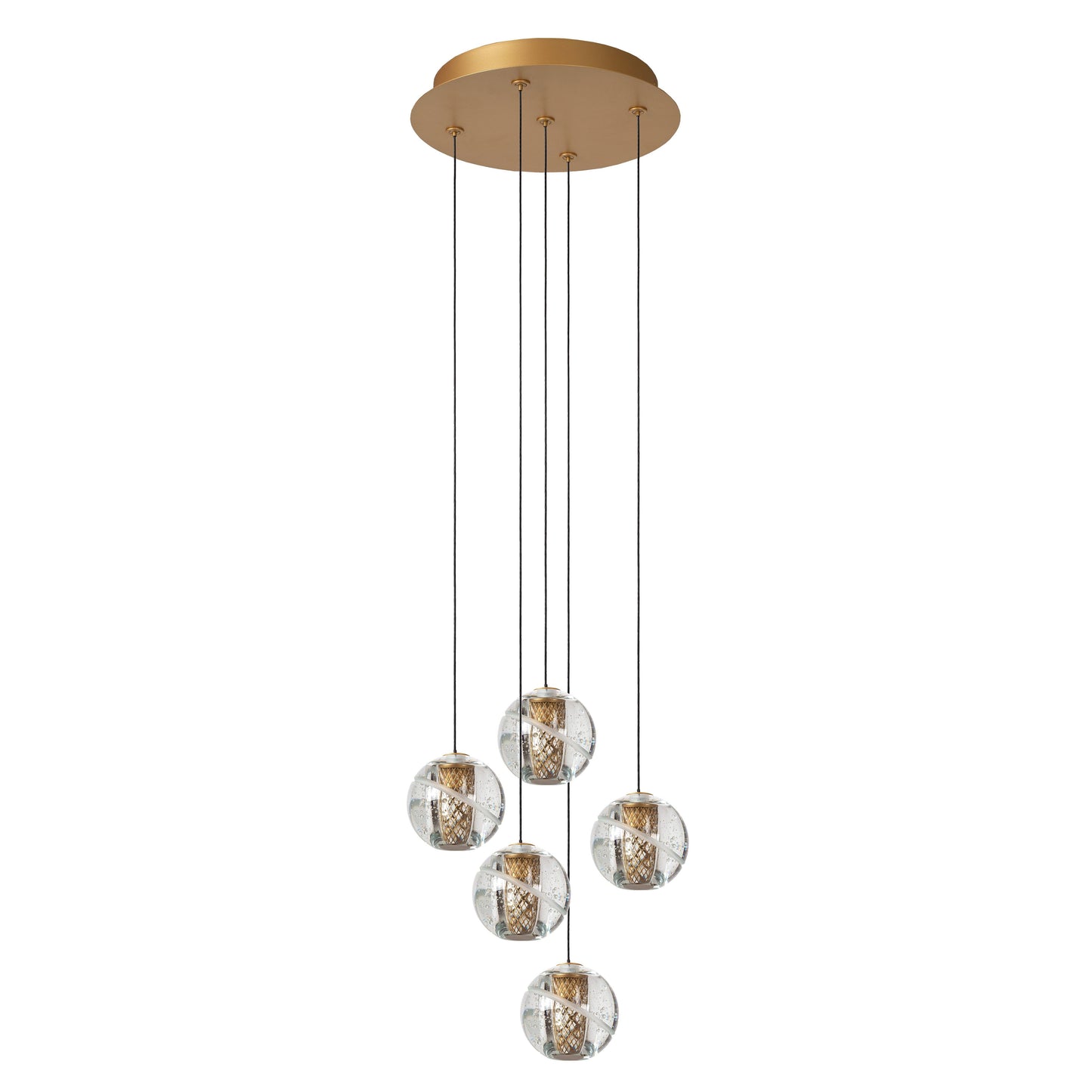 Lucide DILENKO - Pendant light - Ø 31 cm - LED Dim. - 5x3,5W 2700K - Matt Gold / Brass