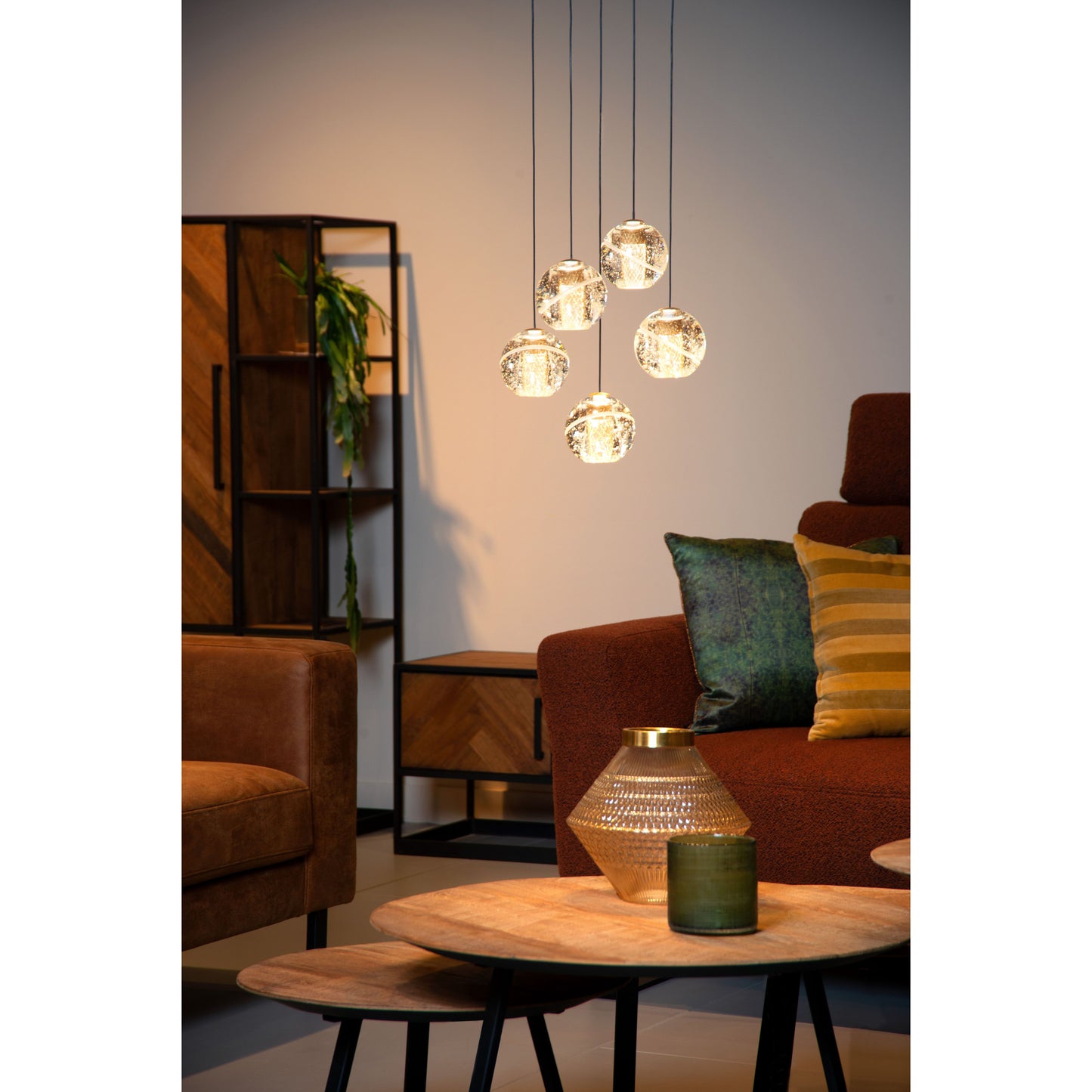 Lucide DILENKO - Pendant light - Ø 31 cm - LED Dim. - 5x3,5W 2700K - Matt Gold / Brass