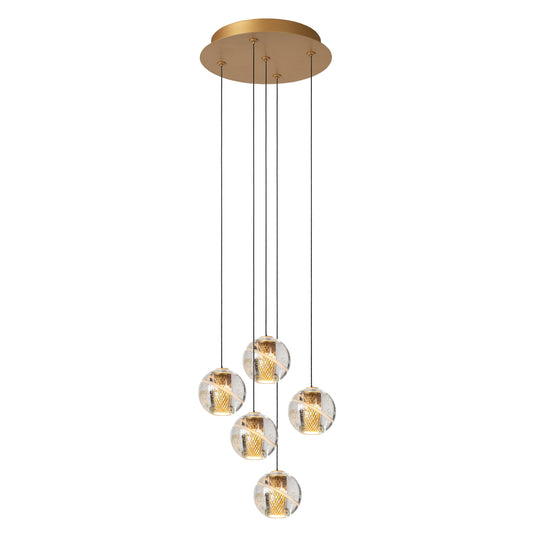 Lucide DILENKO - Pendant light - Ø 31 cm - LED Dim. - 5x3,5W 2700K - Matt Gold / Brass