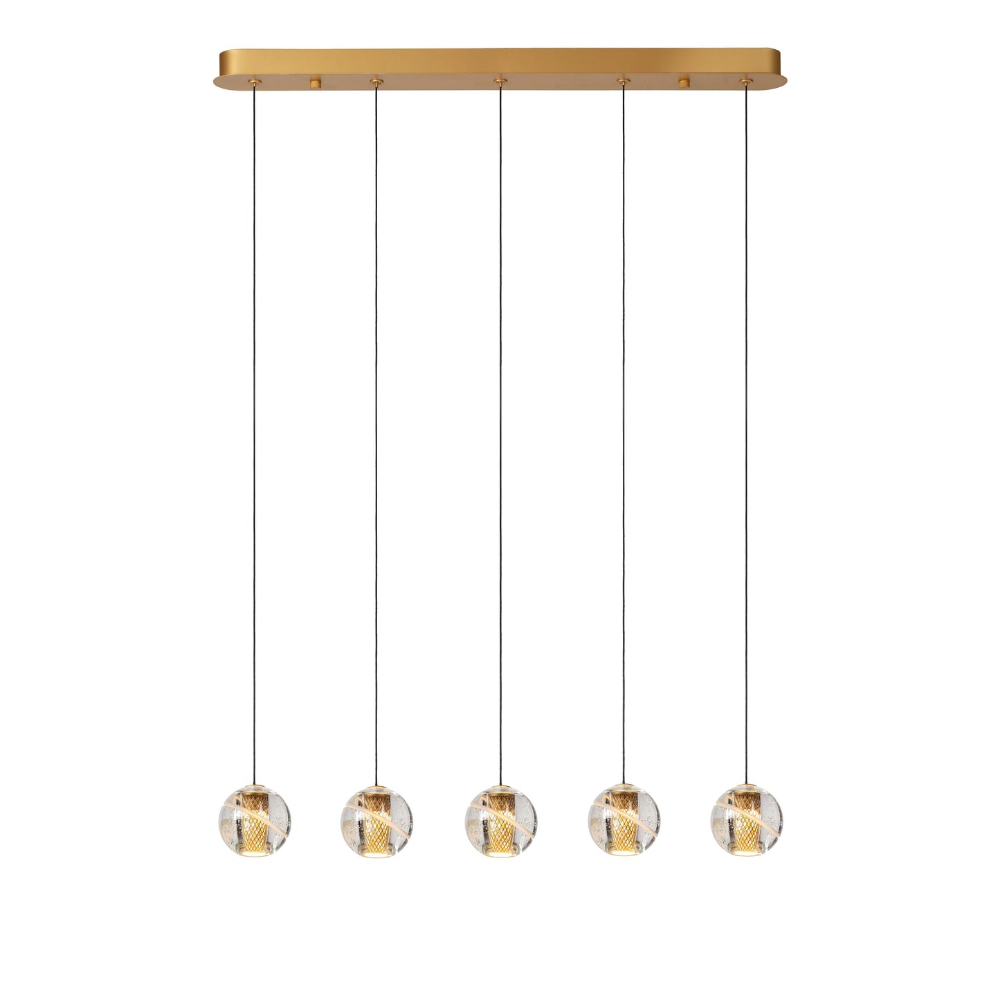 Lucide DILENKO - Pendant light - LED Dim. - 5x3,5W 2700K - Matt Gold / Brass