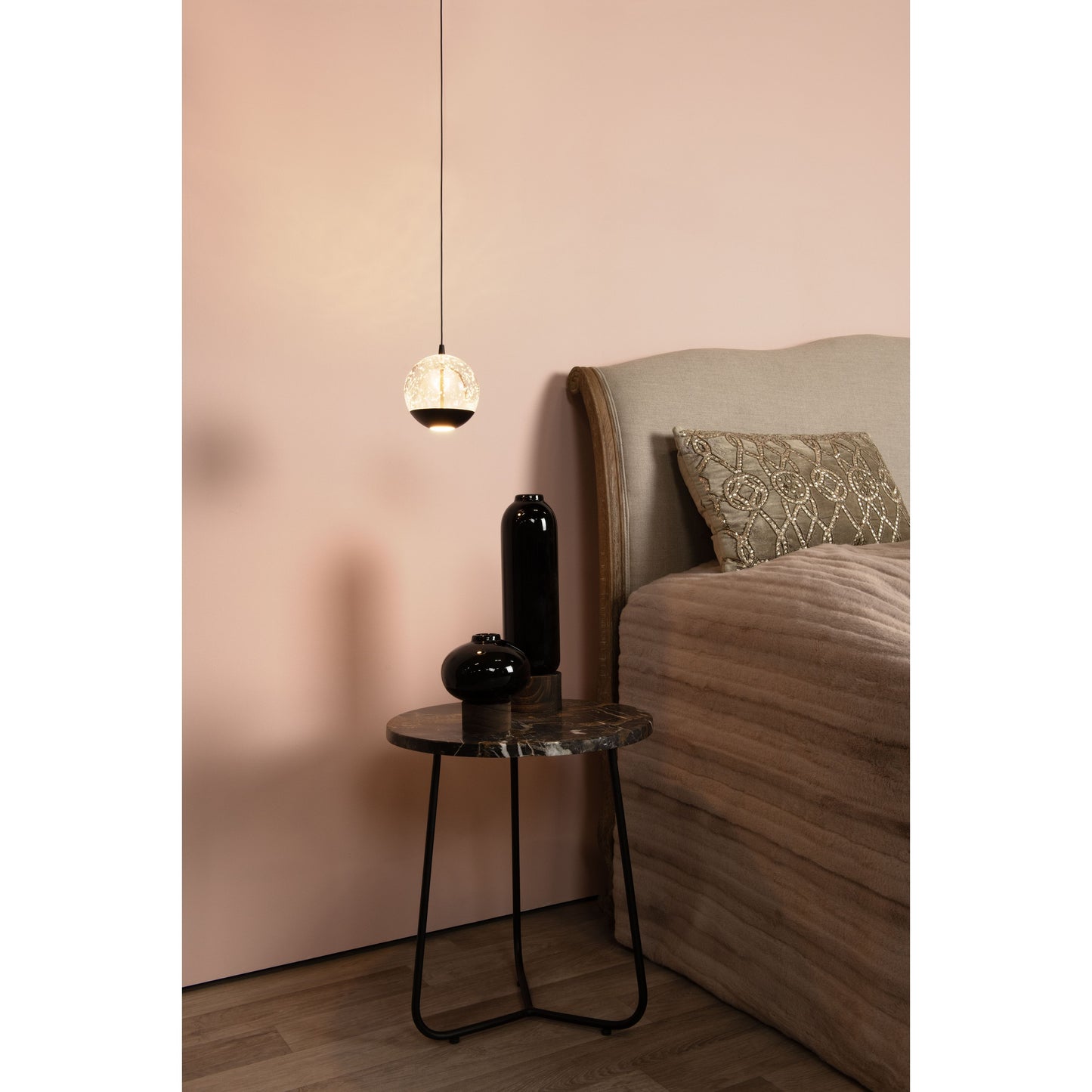 Lucide SENTUBAL - Pendant light - Ø 14 cm - LED - 1x6,3W 2700K - Black