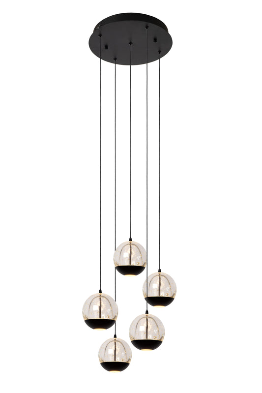 Lucide SENTUBAL - Pendant light - Ø 35 cm - LED Dim. - 5x5,2W 2700K - Black