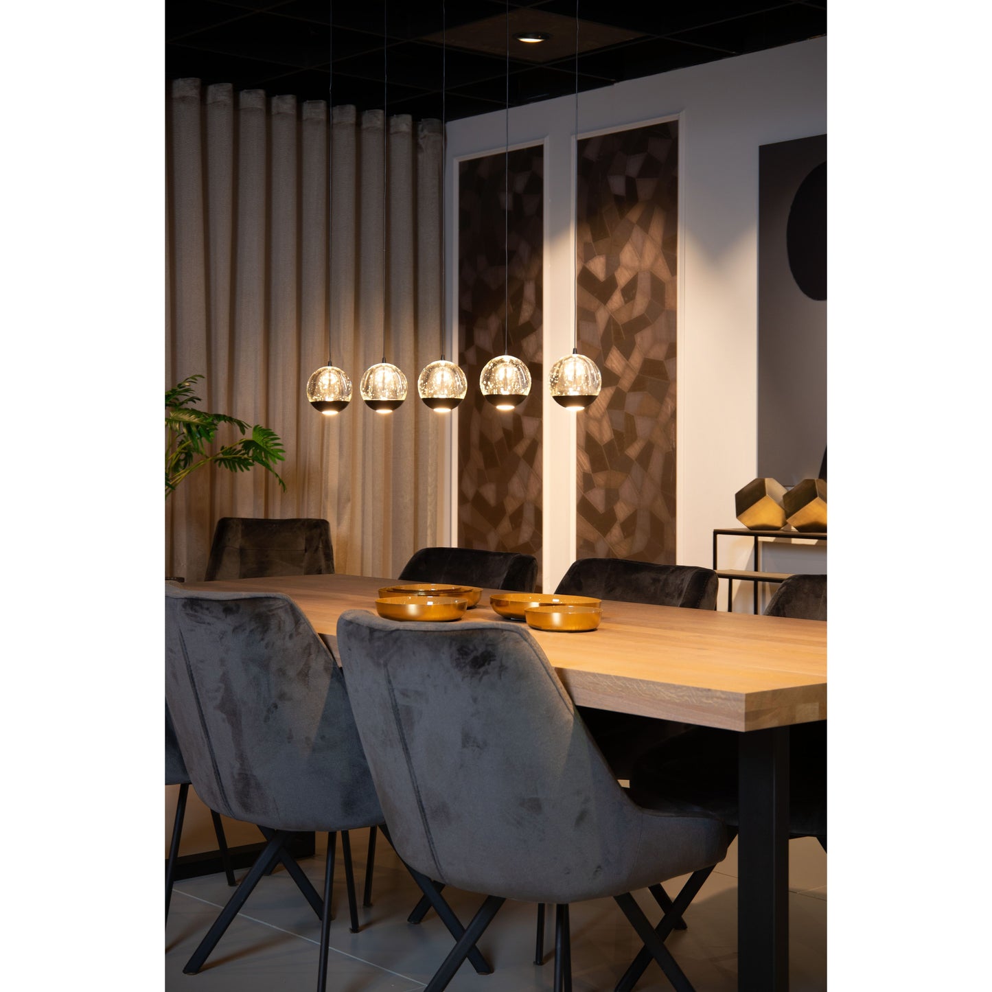 Lucide SENTUBAL - Pendant light - LED Dim. - 5x5,3W 2700K - Black