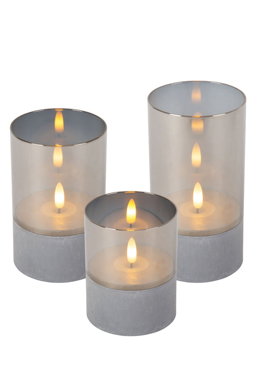 Lucide VELAS - Table lamp - Batteries - Ø 8 cm - LED - Smoke Grey - Set of 3