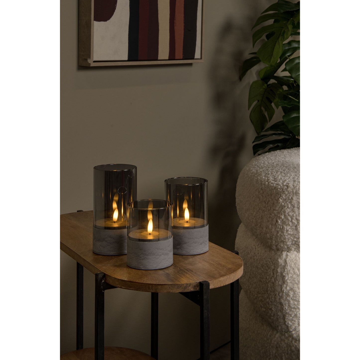 Lucide VELAS - Table lamp - Batteries - Ø 8 cm - LED - Smoke Grey - Set of 3