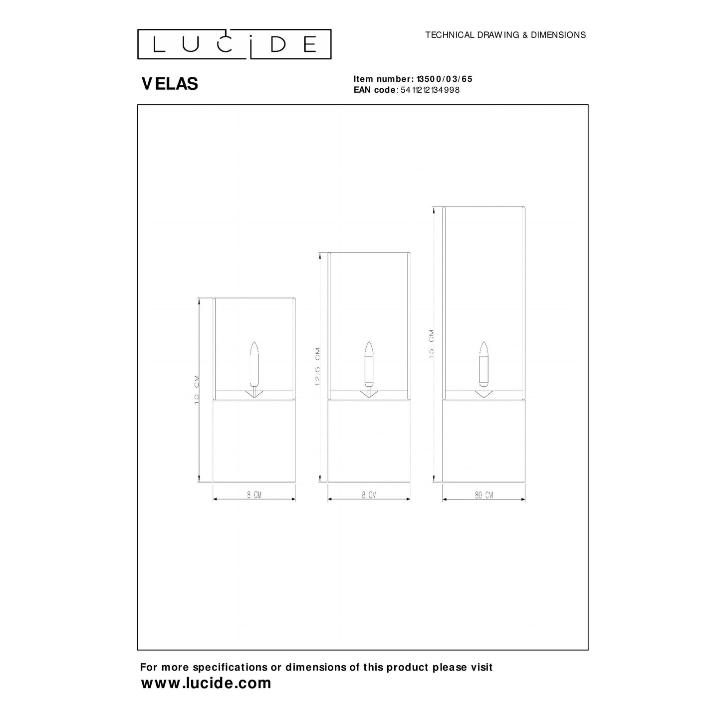 Lucide VELAS - Table lamp - Batteries - Ø 8 cm - LED - Smoke Grey - Set of 3