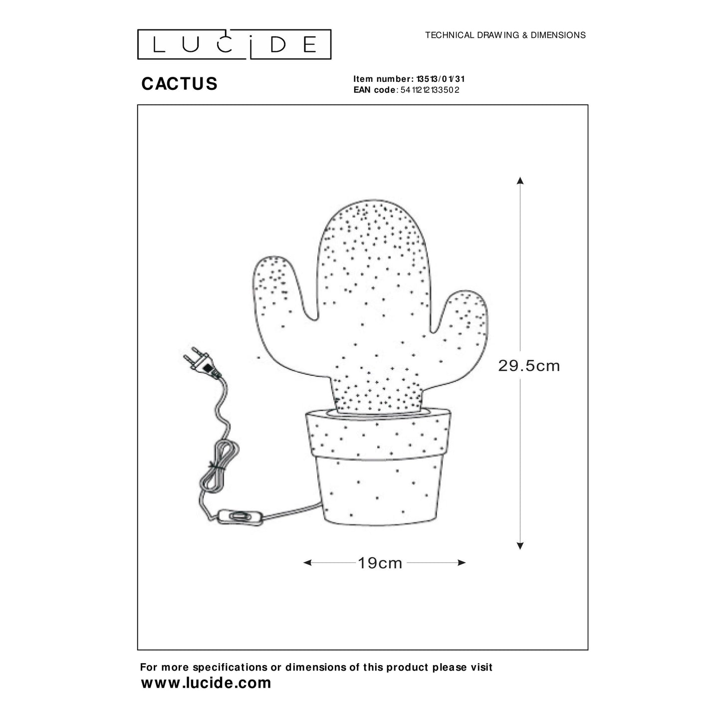 Lucide CACTUS - Table lamp - 1xE14 - White