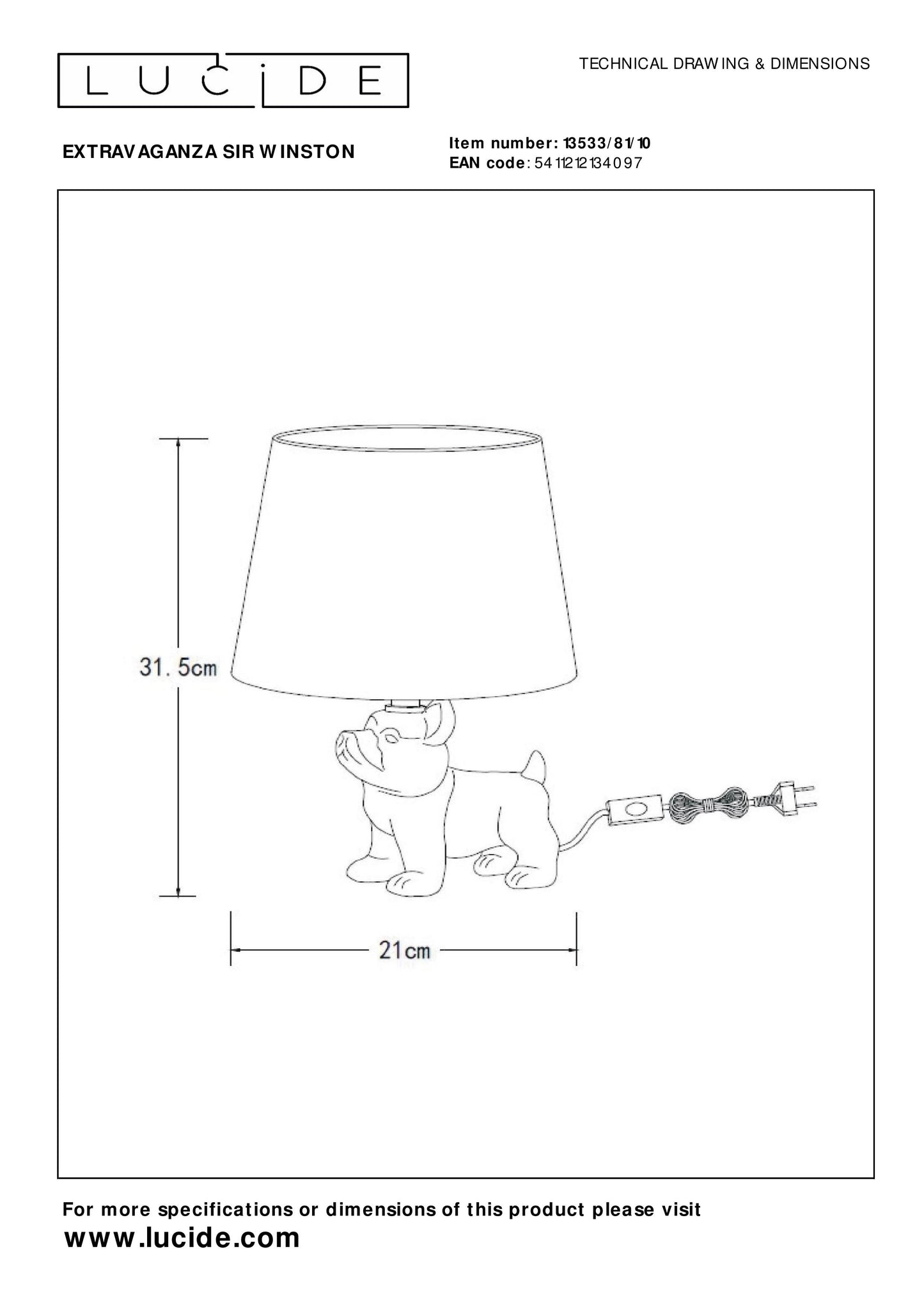 Lucide EXTRAVAGANZA SIR WINSTON - Table lamp - 1xE14 - Gold