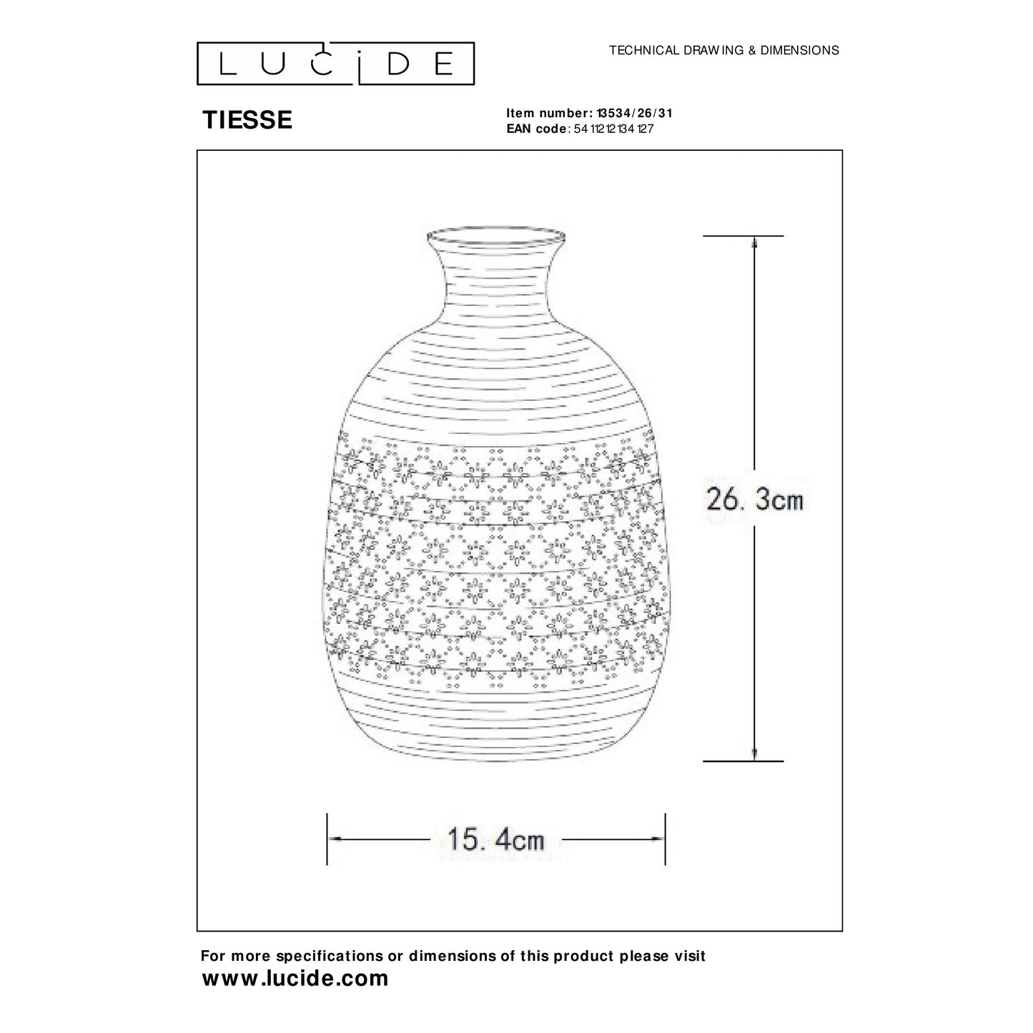 Lucide TIESSE - Table lamp - Ø 15,4 cm - 1xE14 - White