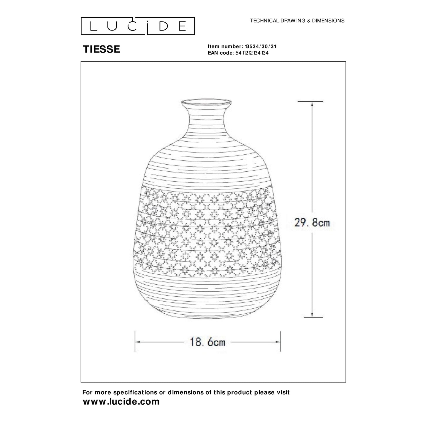 Lucide TIESSE - Table lamp - Ø 18,6 cm - 1xE14 - White