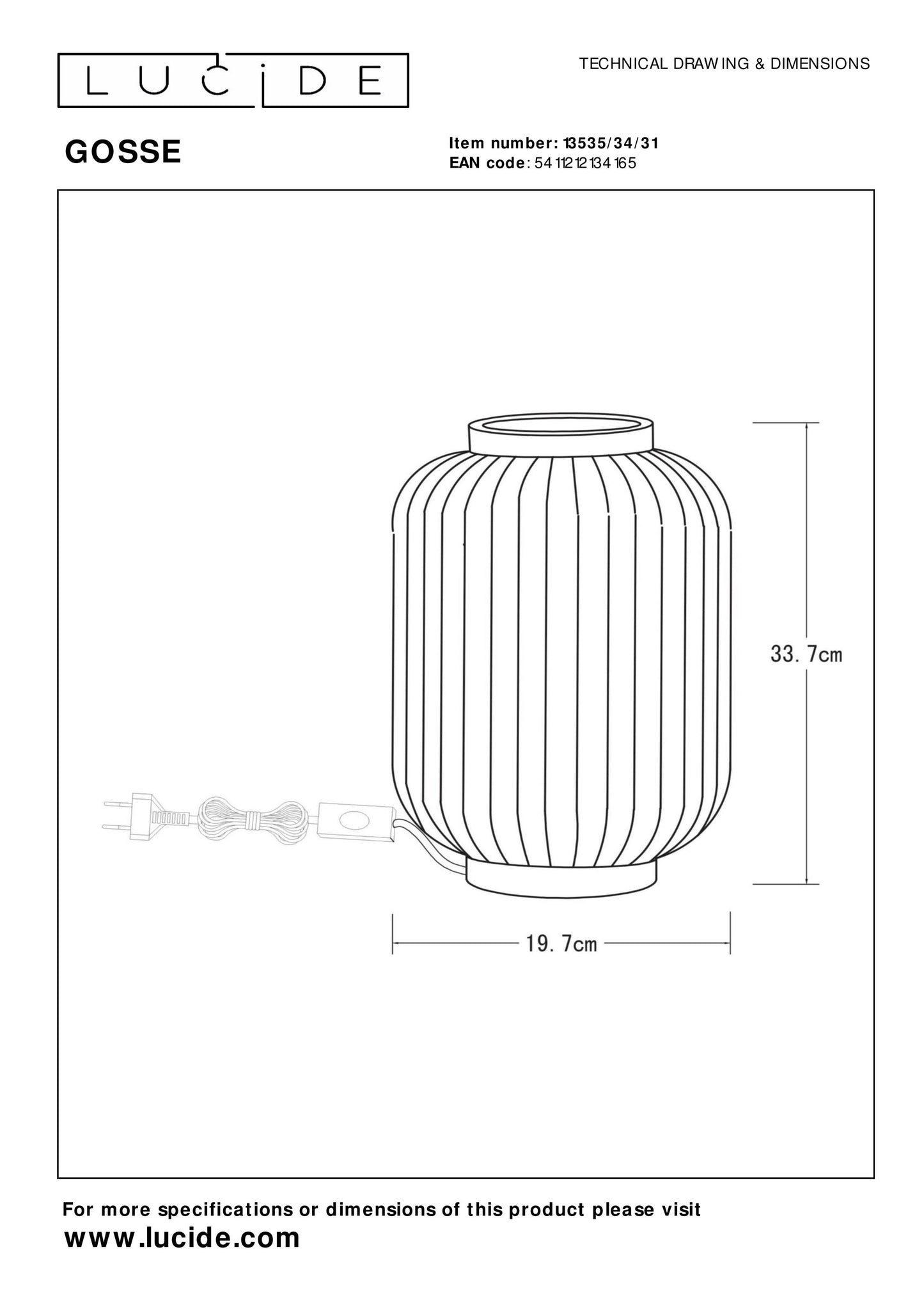 Lucide GOSSE - Table lamp - Ø 19,7 cm - 1xE14 - White