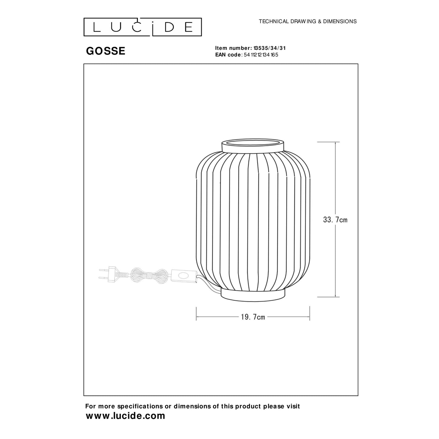 Lucide GOSSE - Table lamp - Ø 19,7 cm - 1xE14 - White