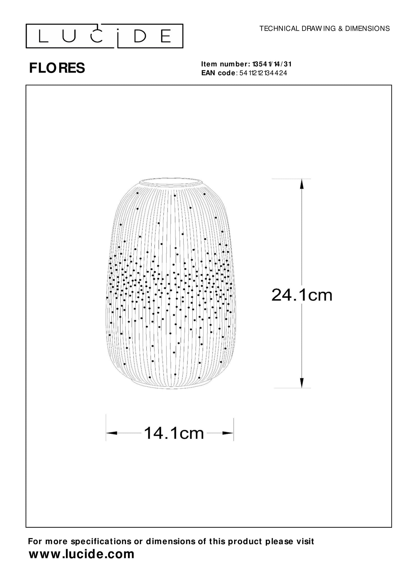 Lucide FLORES - Table lamp - Ø 14,1 cm - 1xE14 - White