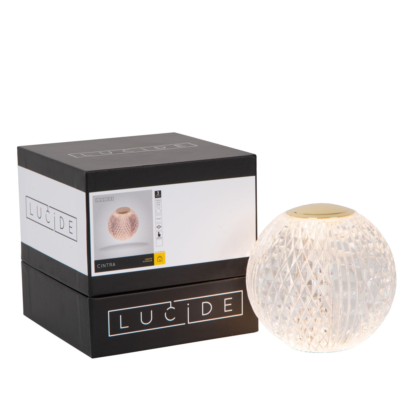 Lucide CINTRA - Rechargeable Table lamp - Battery pack/batteries - Ø 9 cm - LED Dim. - 1x1,5W 2700K - 3 StepDim - Transparant